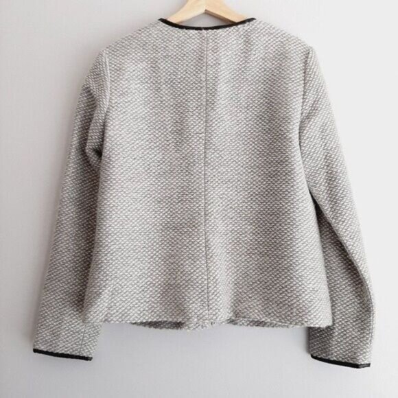 DANA BUCHMAN Wool Blend Textured Full-zip Blazer Jacket Grey Sz L - Picture 6 of 14
